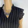 Nanette Lepore Asymmetrical Dress 8 Black White Striped Flutter Sleeve V neck