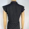 Nanette Lepore Asymmetrical Dress 8 Black White Striped Flutter Sleeve V neck