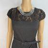 10-3208.jpg New Directions Cotton Spandex Lace Wrap Dress 8 Charcoal Scoop Neck Belted Lined