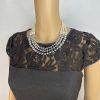 10-3209.jpg New Directions Cotton Spandex Lace Wrap Dress 8 Charcoal Scoop Neck Belted Lined
