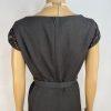 10-3211.jpg New Directions Cotton Spandex Lace Wrap Dress 8 Charcoal Scoop Neck Belted Lined