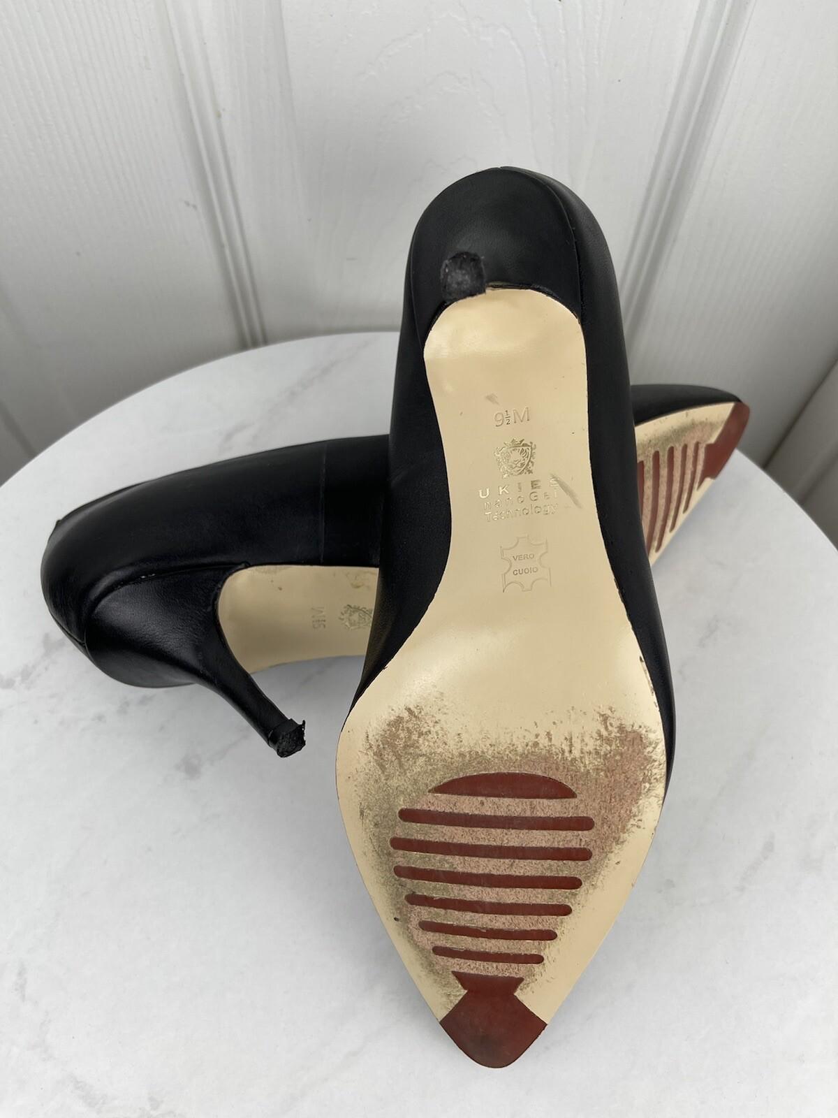 UKIES Nanogel Technology Black Leather Pumps Shoes Size 9.5