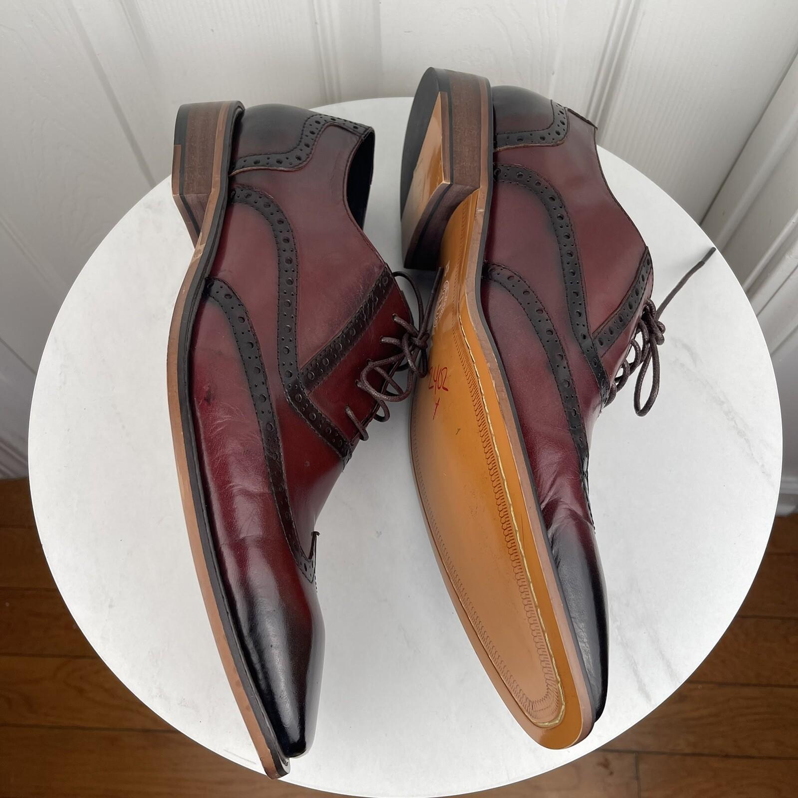 New ASHER GREEN Men Genuine Leather Perforated Wingtip Oxfords Shoes Size 12