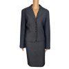 LARRY LEVINE 2PC Gray Striped Polyester Rayon Spandex Career Skirt Suit Size 12