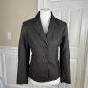 10-3234.jpg KASPER Women 2PC Chocolate Brown Striped Single Breasted Pant Suit Size 8P