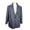 Jones New York Women Wool Blazer Size 14WP Gray Stand Up Collar Lined 1PC