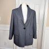 Jones New York Women Wool Blazer Size 14WP Gray Stand Up Collar Lined 1PC