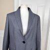 Jones New York Women Wool Blazer Size 14WP Gray Stand Up Collar Lined 1PC