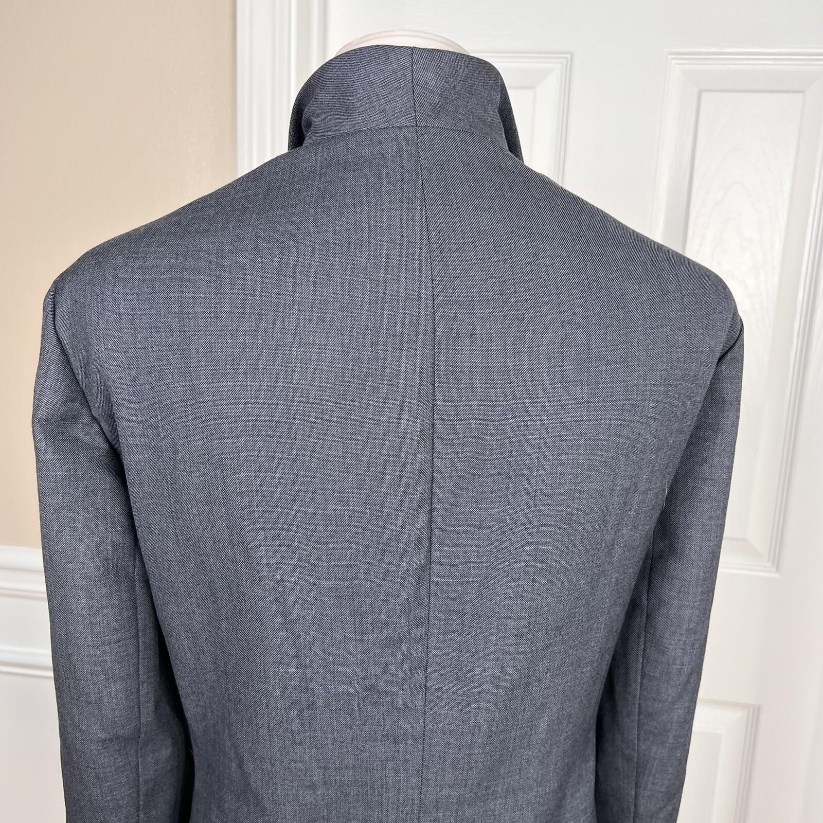 Jones New York Women Wool Blazer Size 14WP Gray Stand Up Collar Lined 1PC