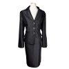 DANILLO Skirt Suit Size 14 Polyester Black Lined Single Breasted Tiered 2PC