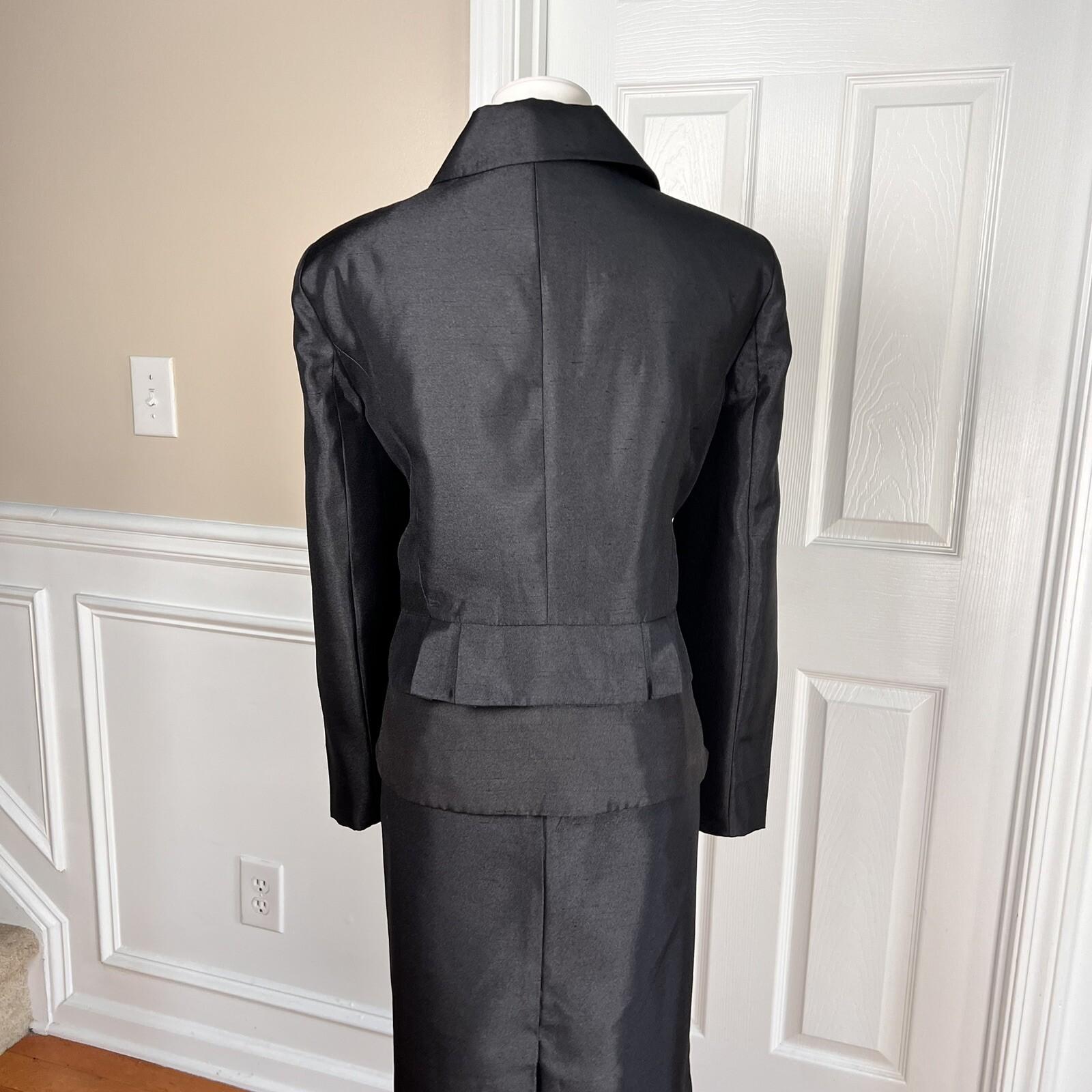 DANILLO Skirt Suit Size 14 Polyester Black Lined Single Breasted Tiered 2PC