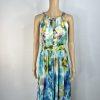 Eliza J Maxi Dress 6 Beaded Floral Green Halter Neck Ruffle Flowy Sleeveless
