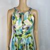 Eliza J Maxi Dress 6 Beaded Floral Green Halter Neck Ruffle Flowy Sleeveless