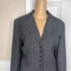 LARRY LEVINE 2PC Gray Striped Polyester Rayon Spandex Career Skirt Suit Size 12
