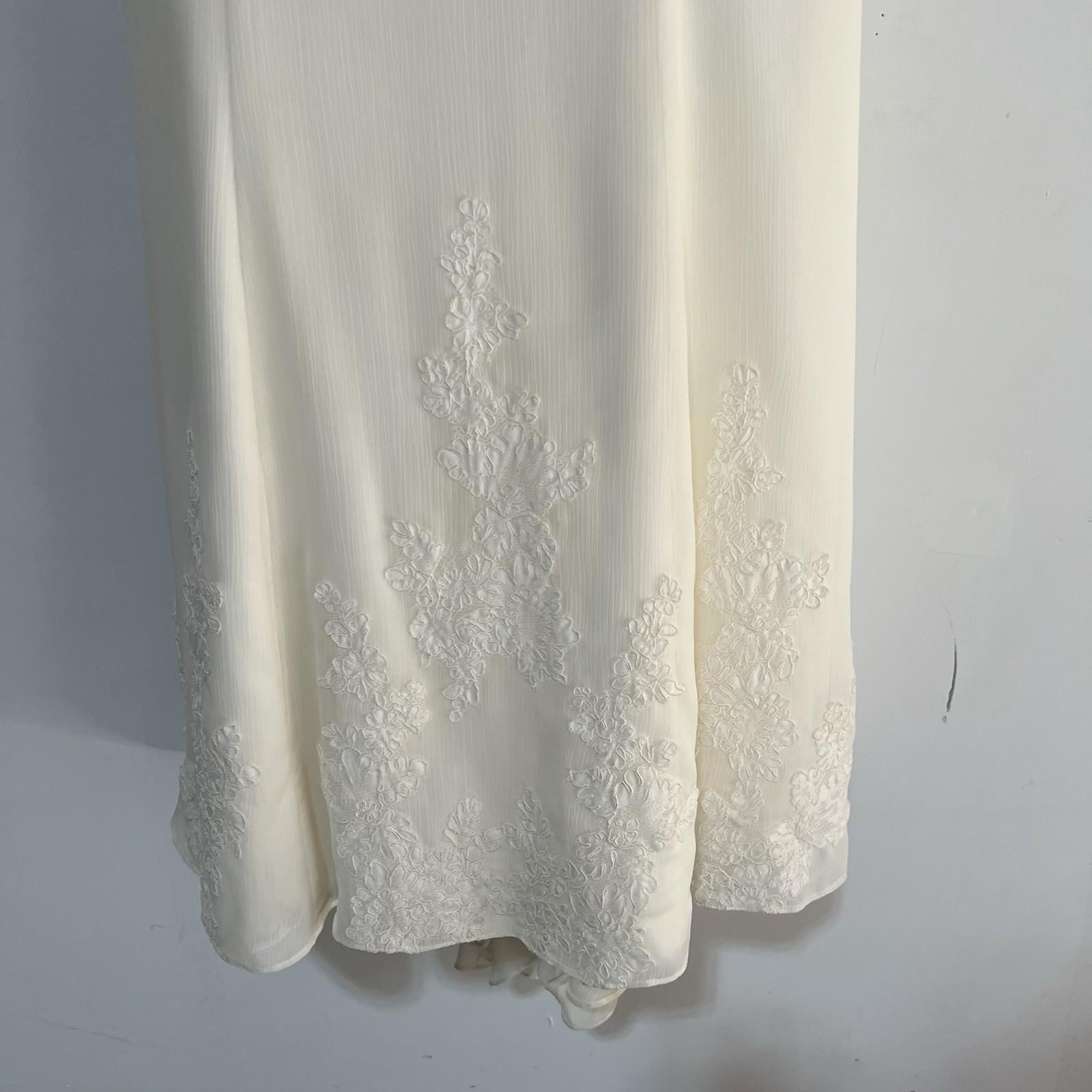 Galina VTG Polyester Wedding Dress 6 Ivory Ruffle Trumpet Embroidered Sleeveless