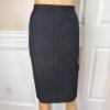 LARRY LEVINE 2PC Gray Striped Polyester Rayon Spandex Career Skirt Suit Size 12