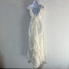 Galina VTG Polyester Wedding Dress 6 Ivory Ruffle Trumpet Embroidered Sleeveless