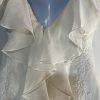 Galina VTG Polyester Wedding Dress 6 Ivory Ruffle Trumpet Embroidered Sleeveless