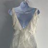 Galina VTG Polyester Wedding Dress 6 Ivory Ruffle Trumpet Embroidered Sleeveless