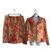 Le Suit Women Polyester Skirt Suit Size 16 Beige Floral Cocktail 2PC
