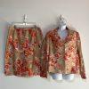 Le Suit Women Polyester Skirt Suit Size 16 Beige Floral Cocktail 2PC