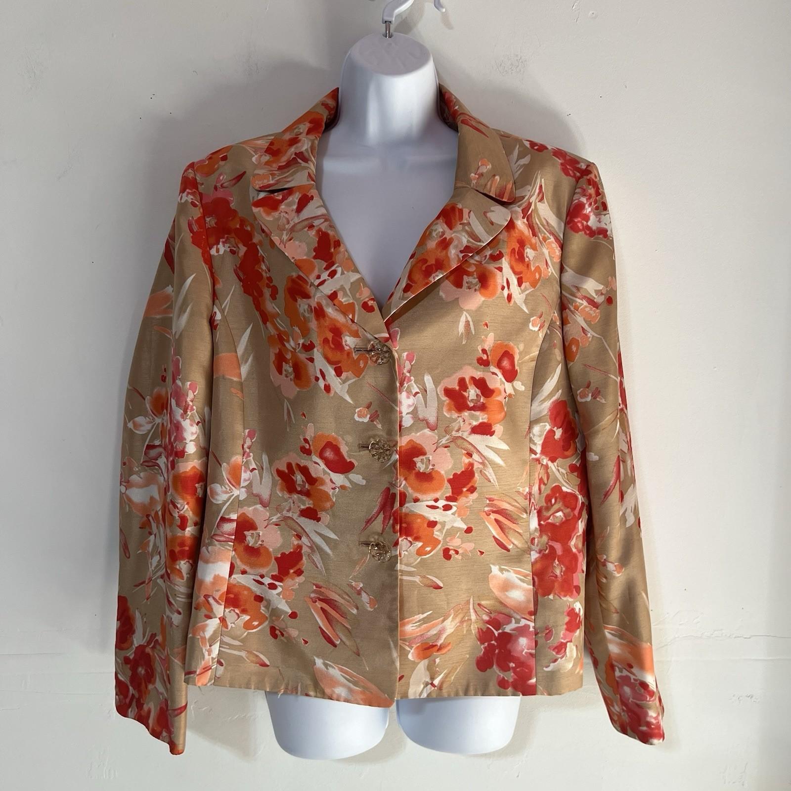 Le Suit Women Polyester Skirt Suit Size 16 Beige Floral Cocktail 2PC