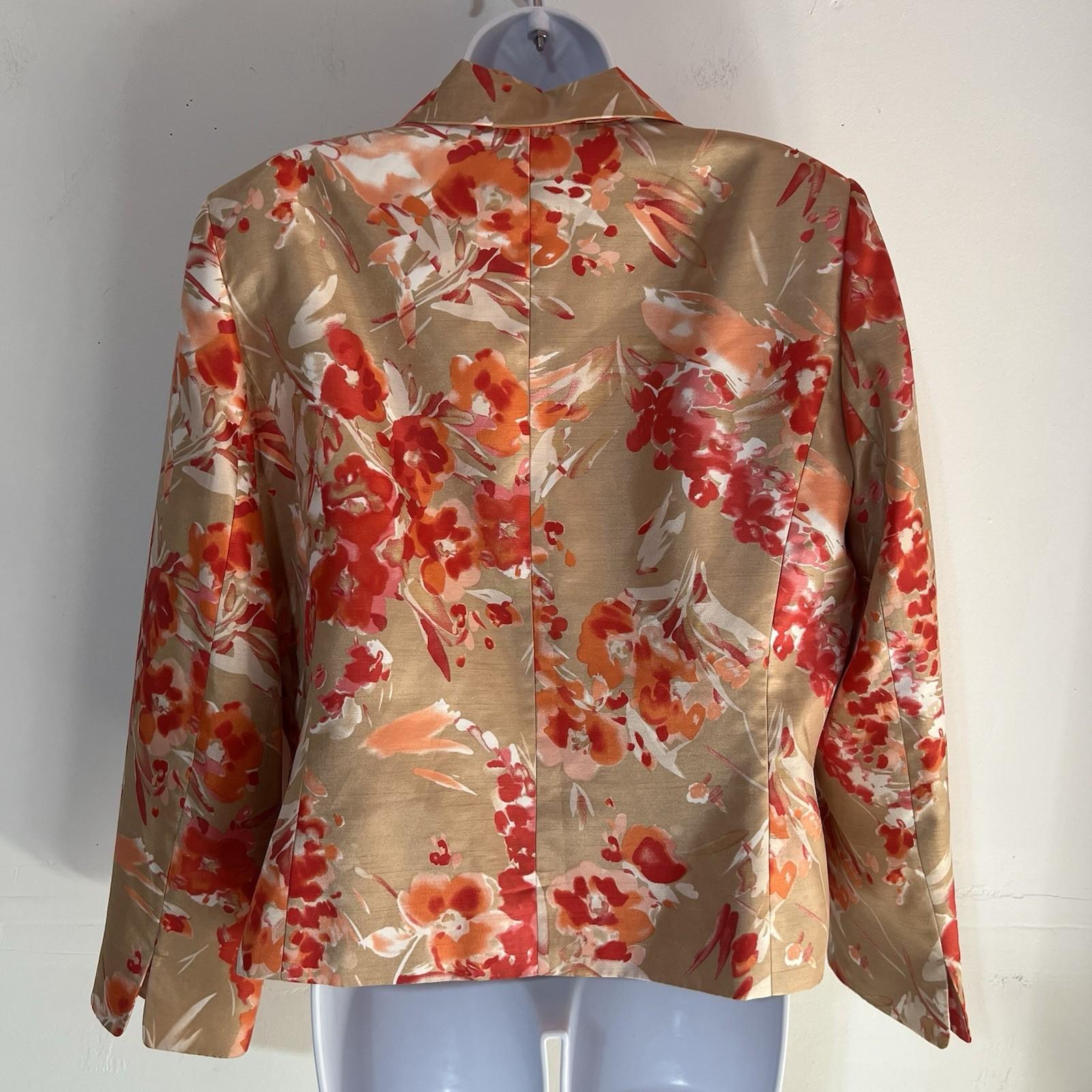 Le Suit Women Polyester Skirt Suit Size 16 Beige Floral Cocktail 2PC