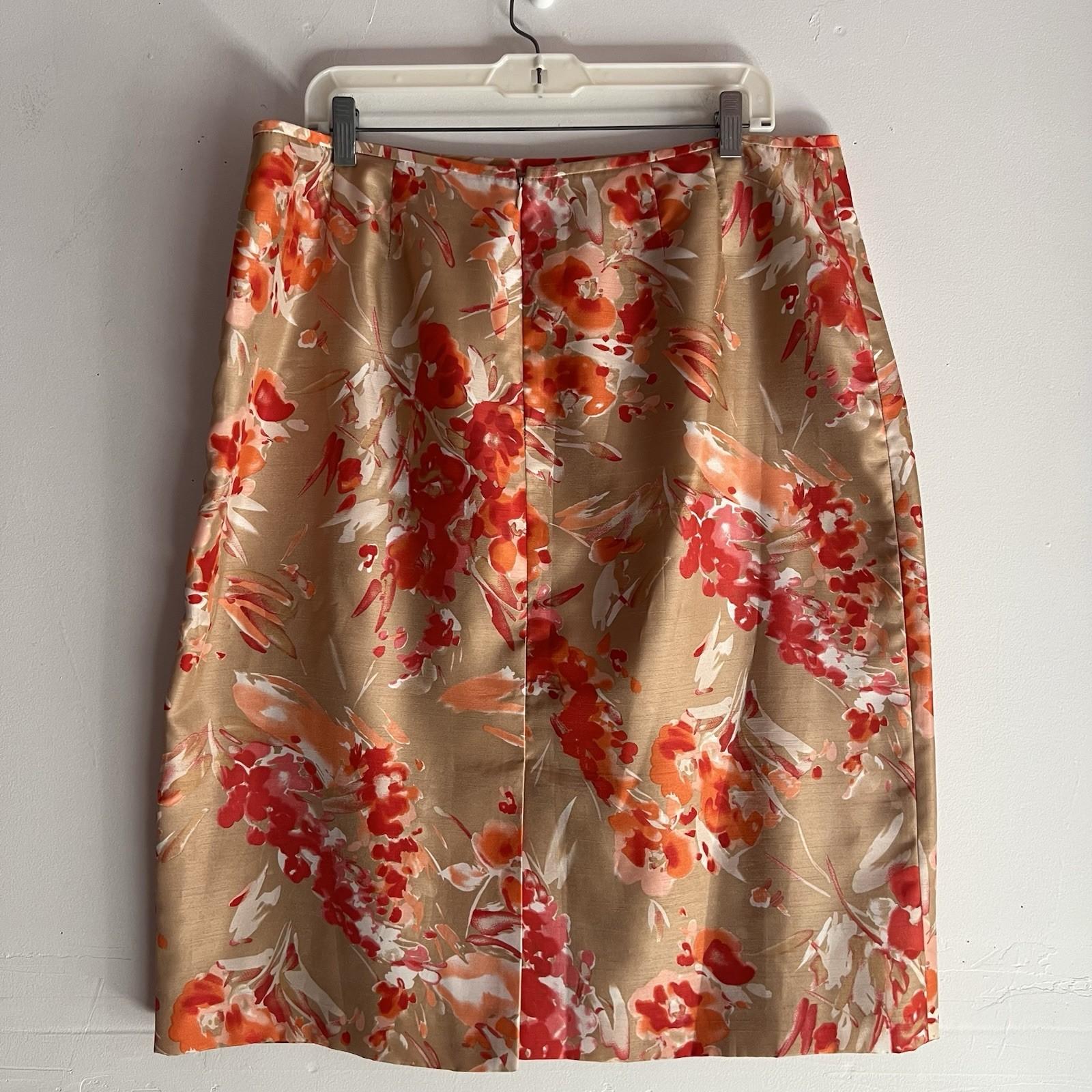 Le Suit Women Polyester Skirt Suit Size 16 Beige Floral Cocktail 2PC