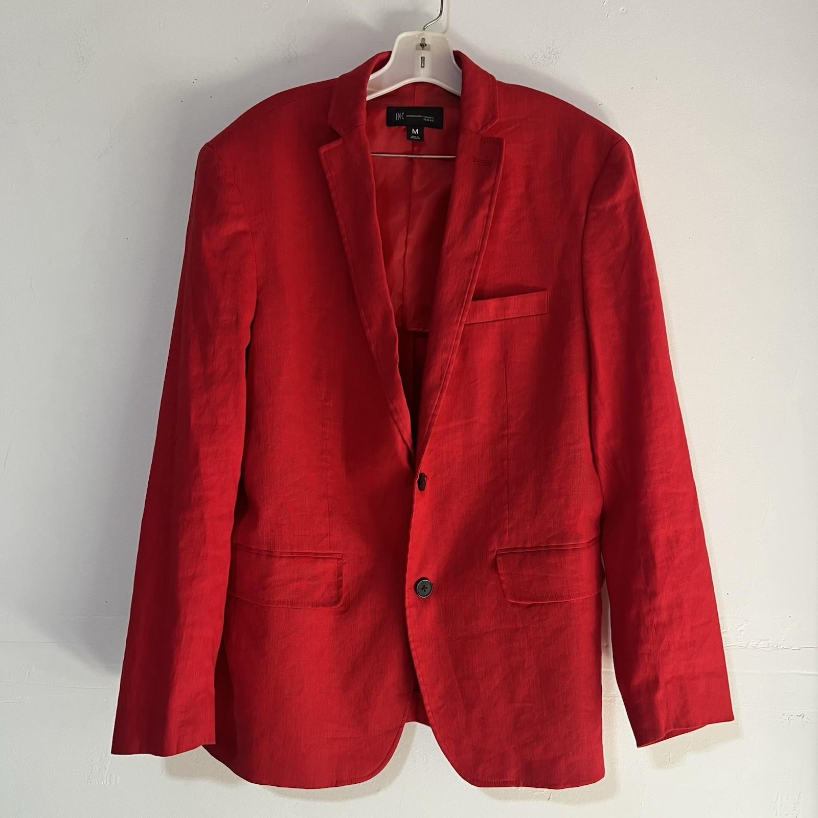 INC International Concepts Linen Rayon Pant 34x32 Suit Size M Red Double Vented