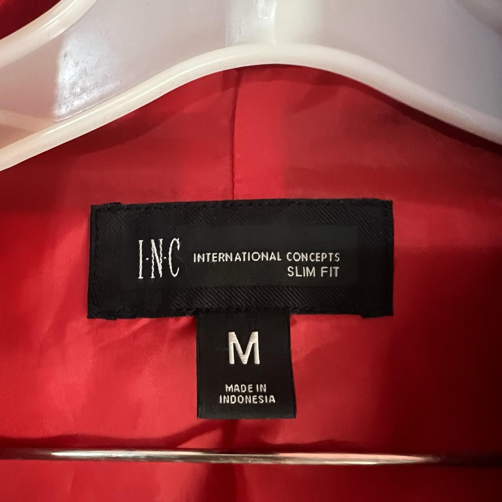 INC International Concepts Linen Rayon Pant 34x32 Suit Size M Red Double Vented