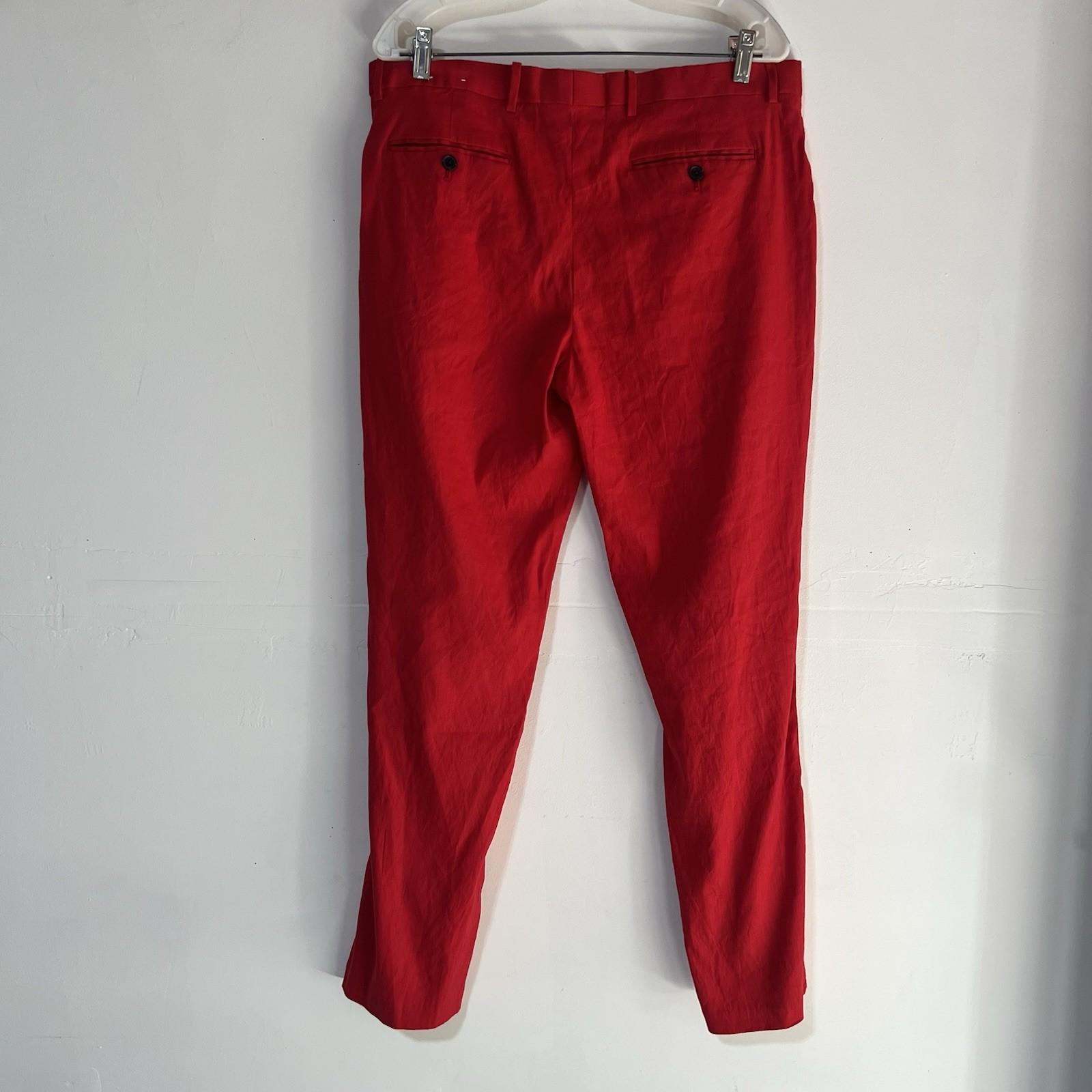 INC International Concepts Linen Rayon Pant 34x32 Suit Size M Red Double Vented
