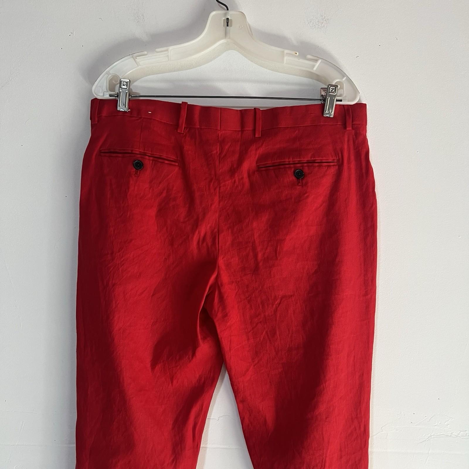 INC International Concepts Linen Rayon Pant 34x32 Suit Size M Red Double Vented