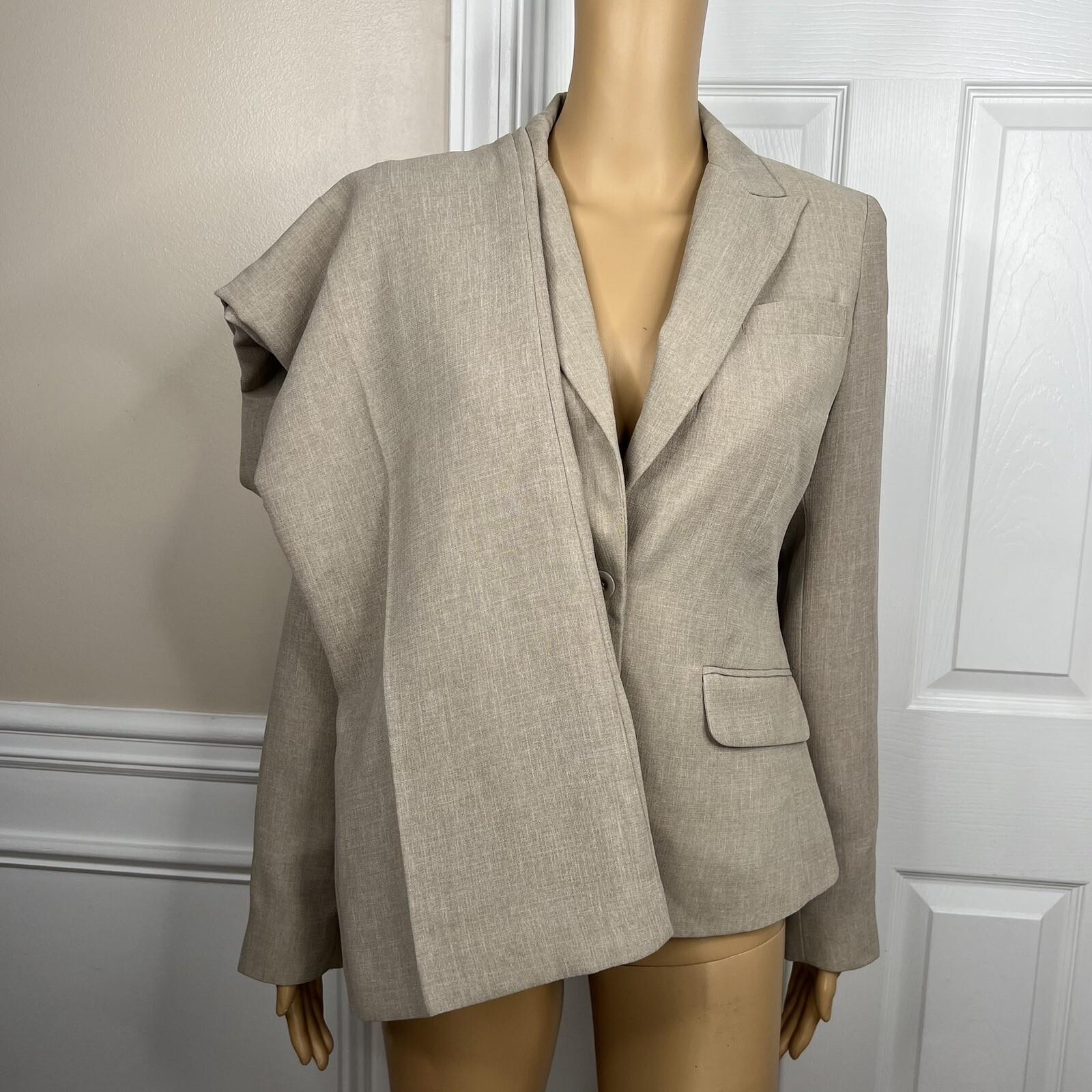 New York & CO Polyester Pant Suit Size 2 Beige Crepe Janet Street Trouser 2PC