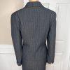 LARRY LEVINE 2PC Gray Striped Polyester Rayon Spandex Career Skirt Suit Size 12