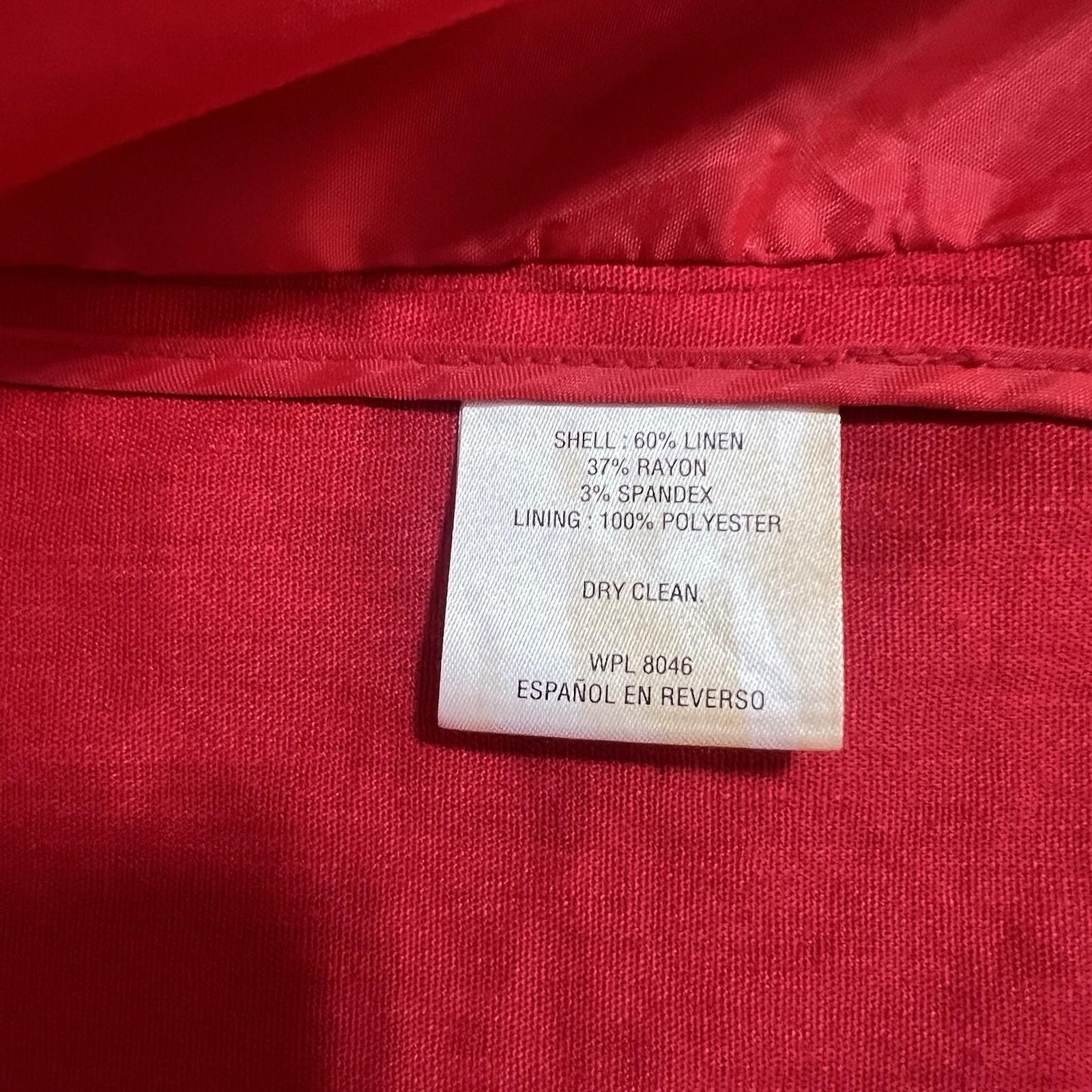 INC International Concepts Linen Rayon Pant 34x32 Suit Size M Red Double Vented
