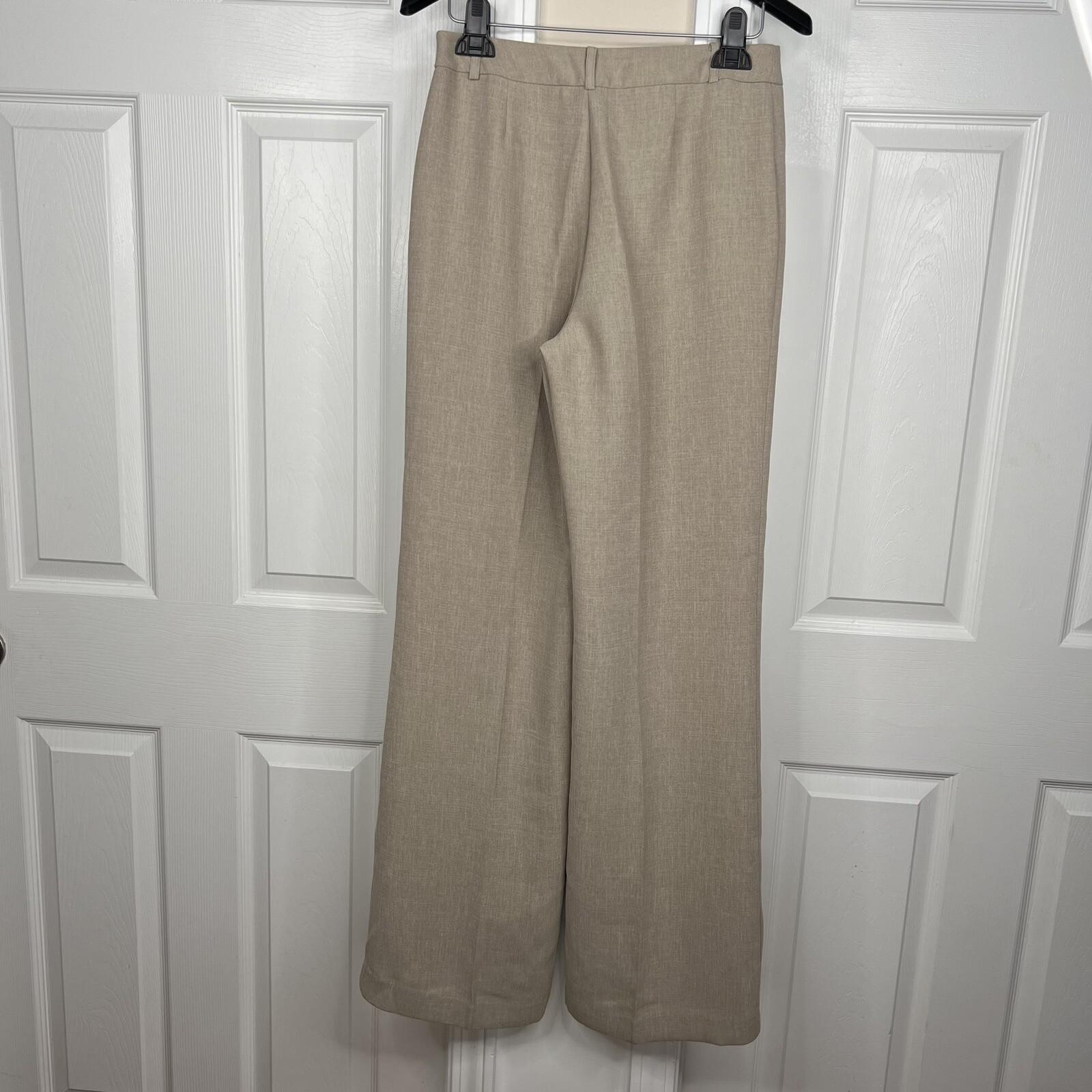 New York & CO Polyester Pant Suit Size 2 Beige Crepe Janet Street Trouser 2PC