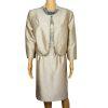 New TAHARI ASL 2PC Beige Taupe Polyester Rayon Metallic Lined Dress Suit 16
