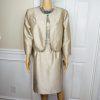 New TAHARI ASL 2PC Beige Taupe Polyester Rayon Metallic Lined Dress Suit 16