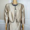 New TAHARI ASL 2PC Beige Taupe Polyester Rayon Metallic Lined Dress Suit 16