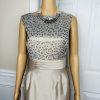 New TAHARI ASL 2PC Beige Taupe Polyester Rayon Metallic Lined Dress Suit 16