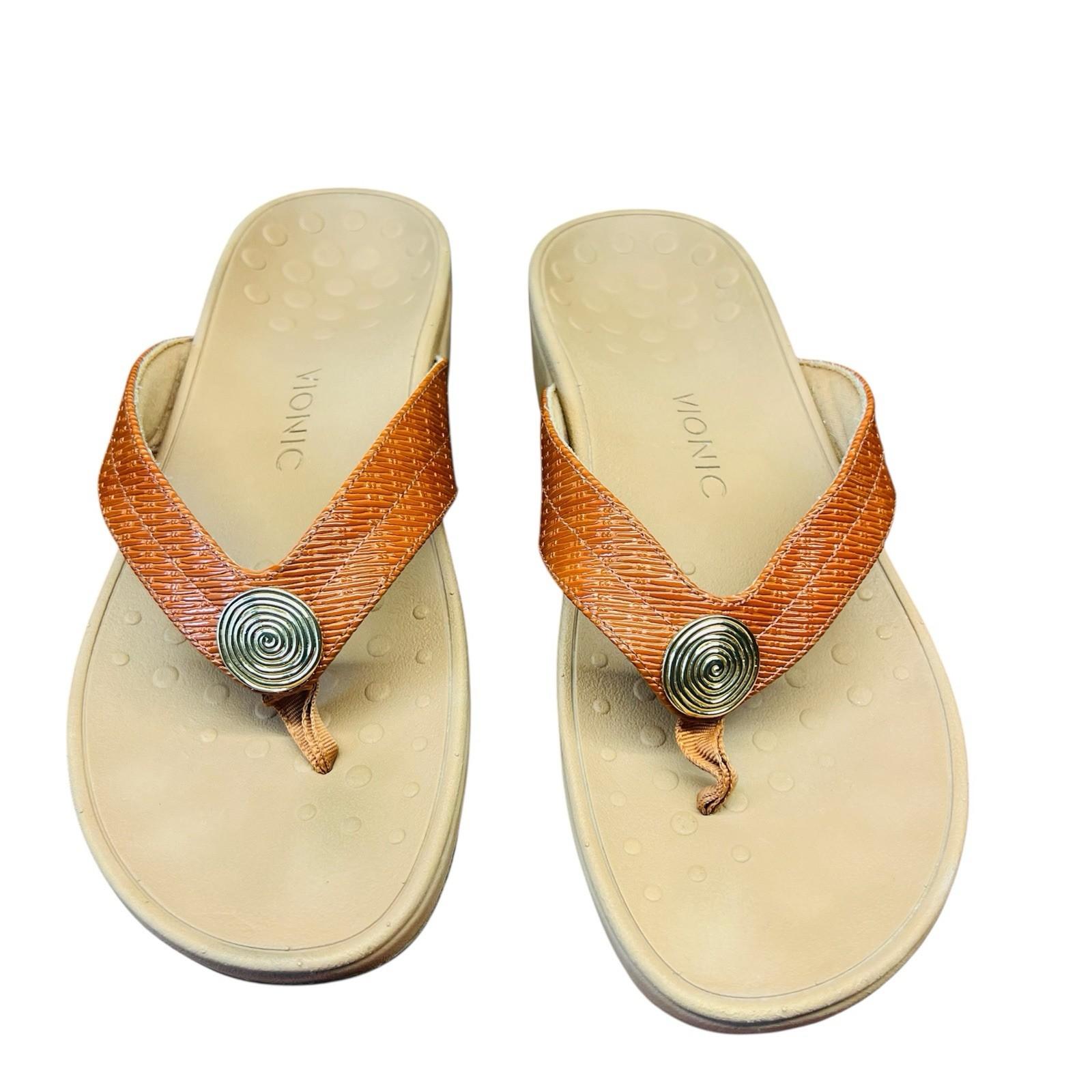 Vionic Pacific Pilar Woven Gem Wedge Sandal Slide Size 9 Light Weight Brown