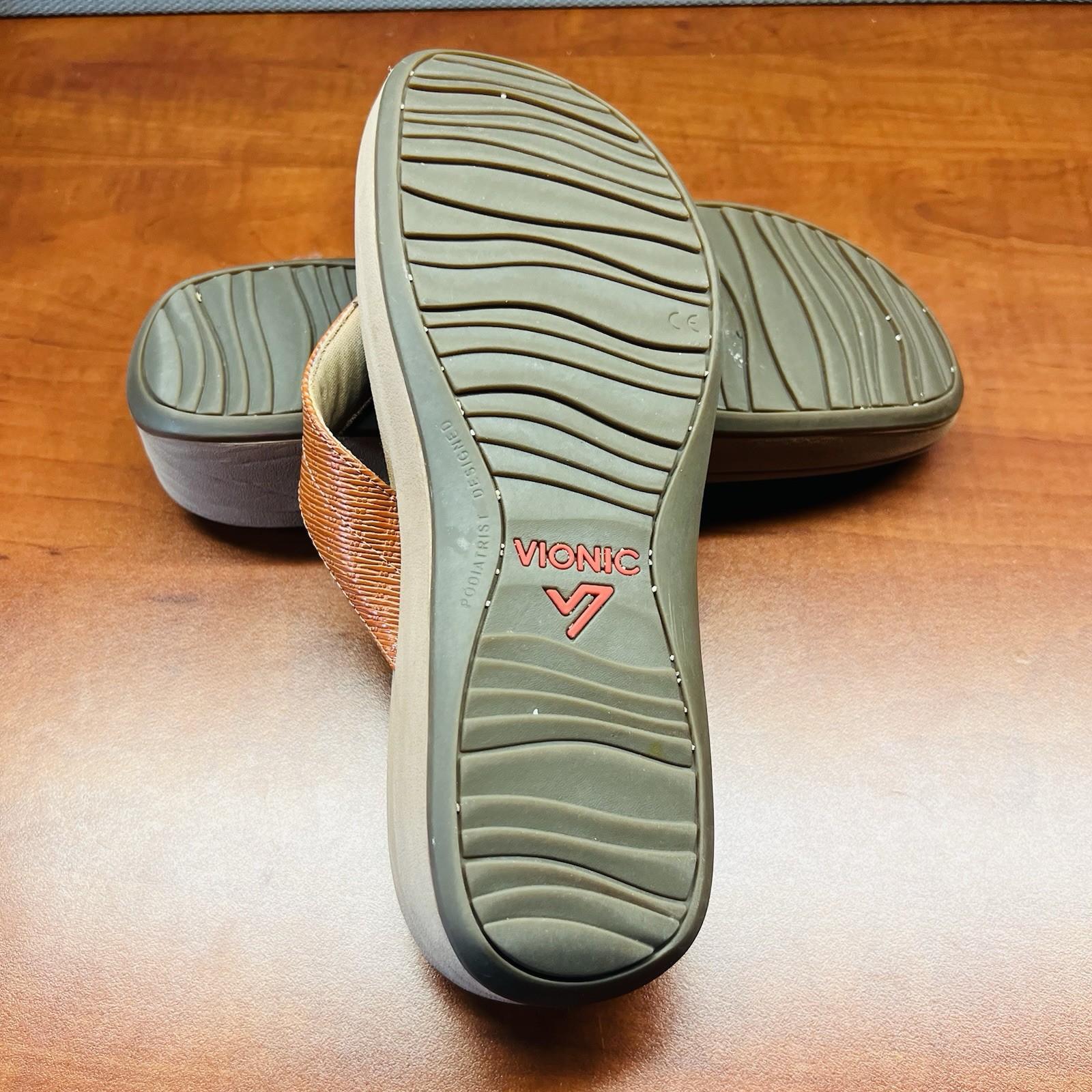 Vionic Pacific Pilar Woven Gem Wedge Sandal Slide Size 9 Light Weight Brown
