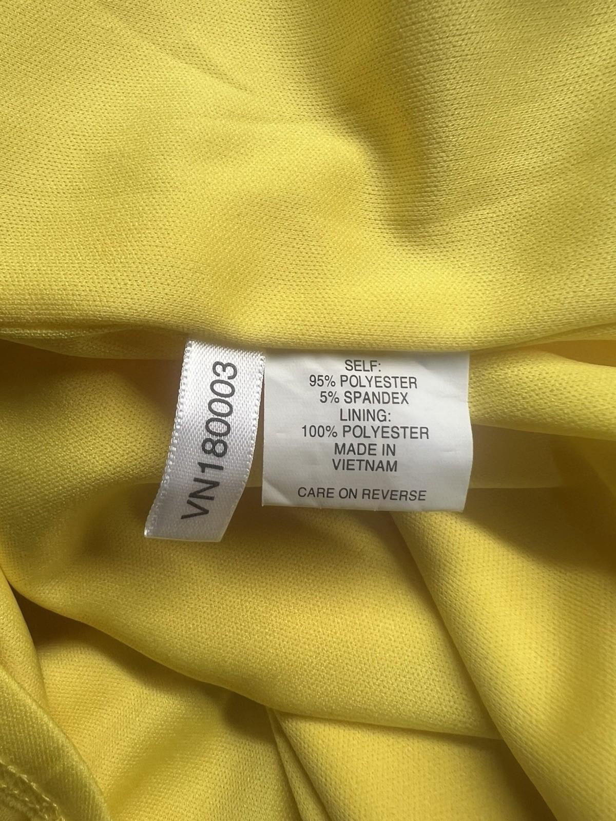 New York & Company Knee Length Sheath Dress Size XL Yellow Stretch V Neck Belted