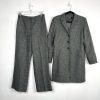 LARRY LEVINE Polyester Lined Mid Length Pant Suit Size 8 Gray Business Career