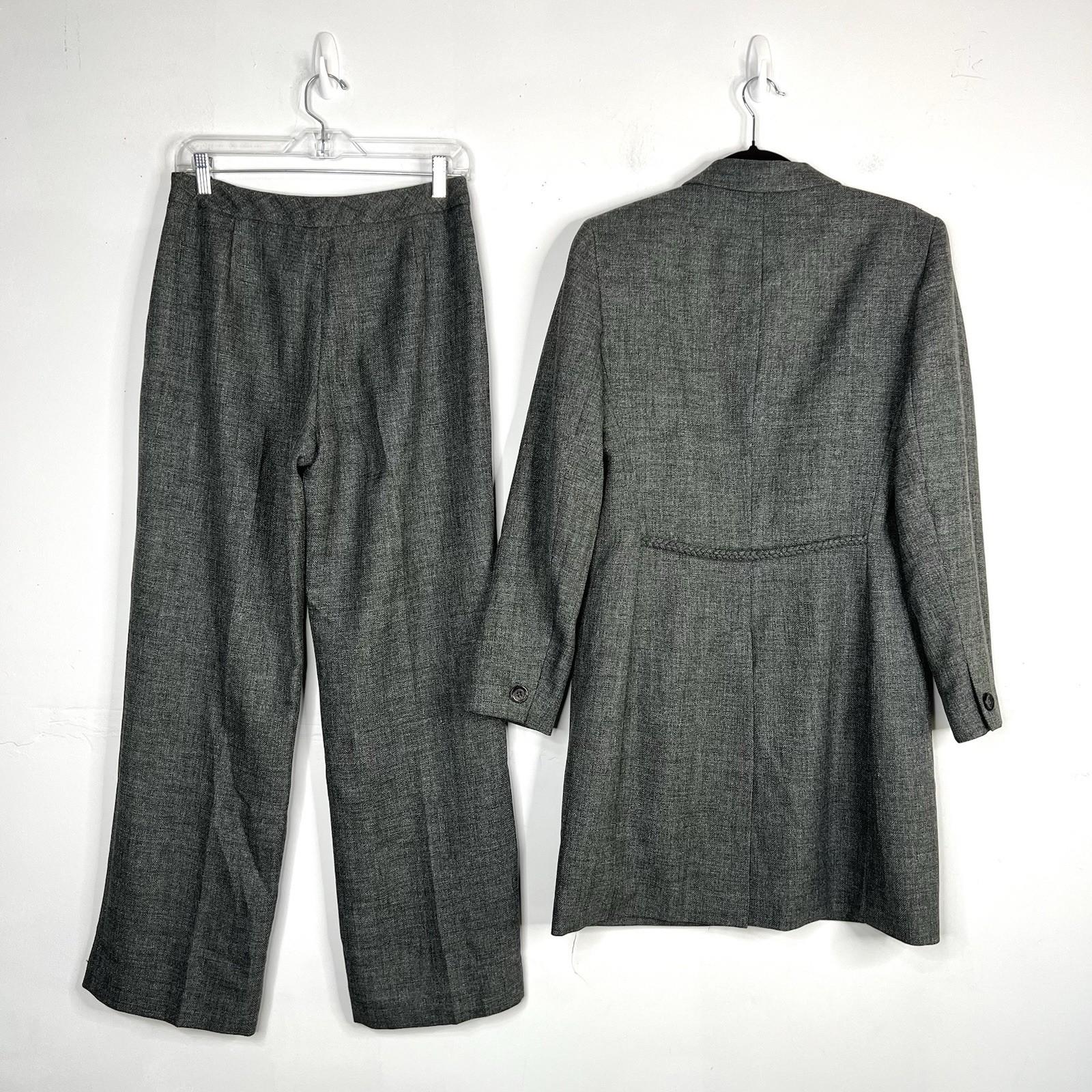 LARRY LEVINE Polyester Lined Mid Length Pant Suit Size 8 Gray Business Career
