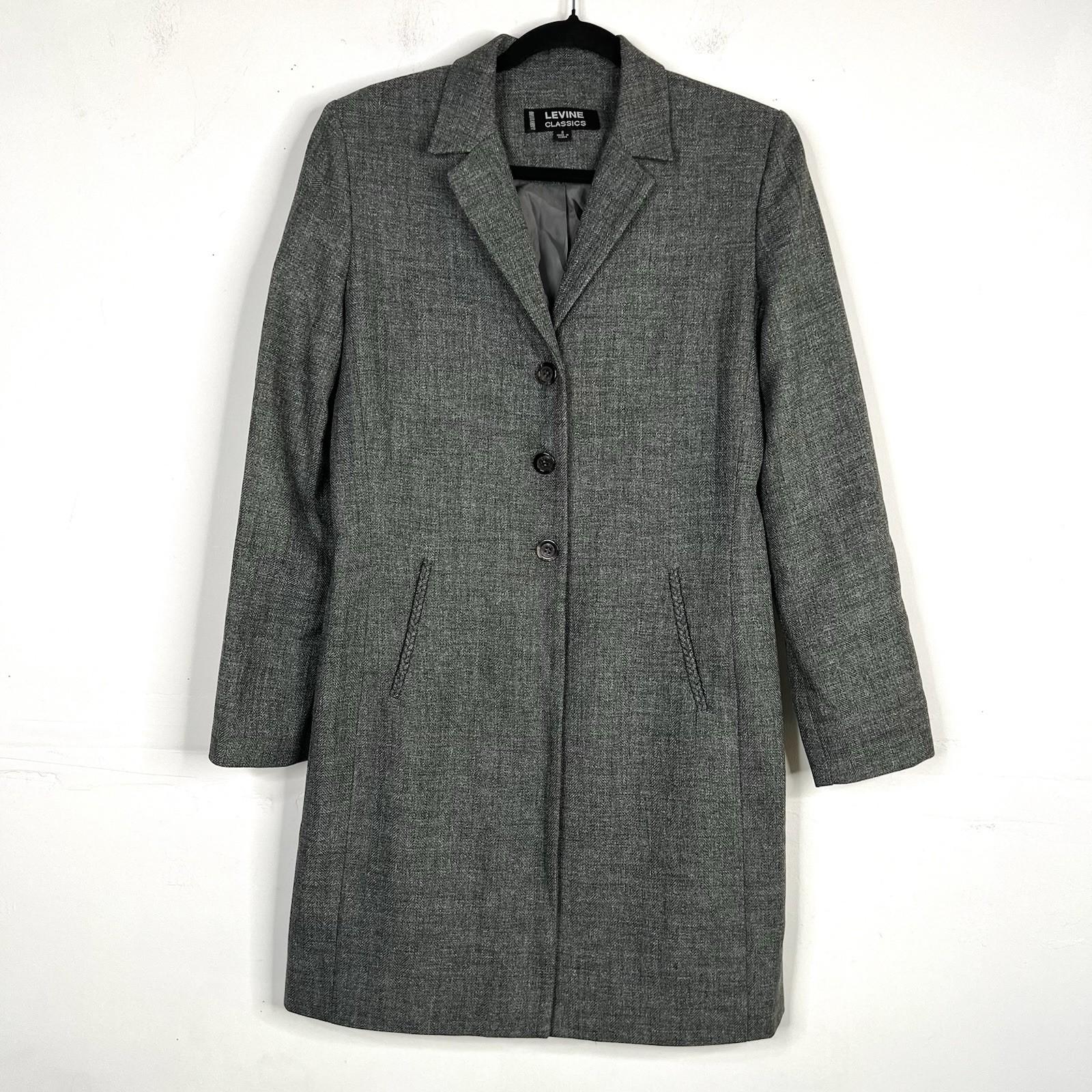 LARRY LEVINE Polyester Lined Mid Length Pant Suit Size 8 Gray Business Career