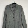 LARRY LEVINE Polyester Lined Mid Length Pant Suit Size 8 Gray Business Career