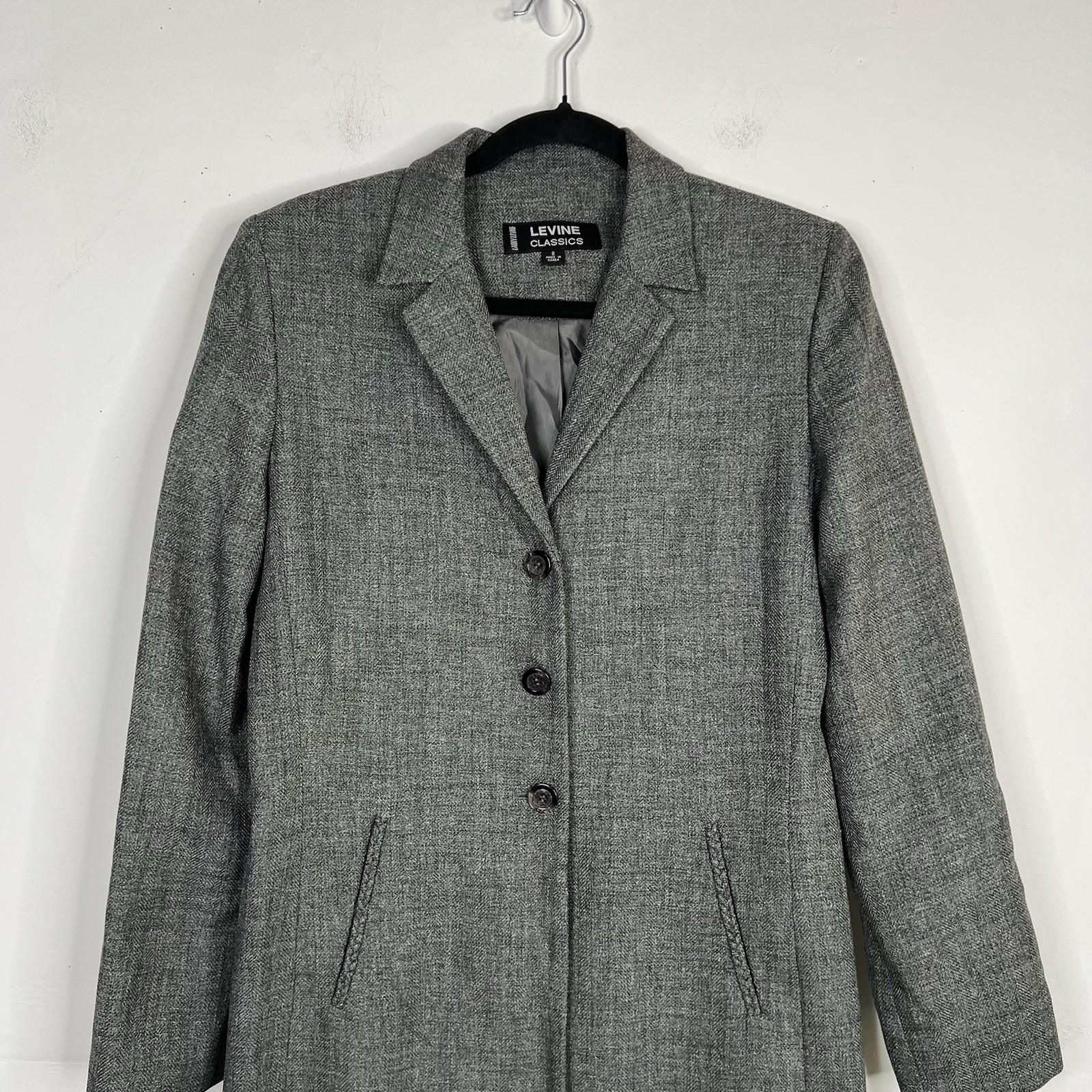 LARRY LEVINE Polyester Lined Mid Length Pant Suit Size 8 Gray Business Career