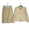 Le Suit Women Polyester Rayon Skirt Suit Size 8 Beige White Business Career 2PC