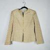 Le Suit Women Polyester Rayon Skirt Suit Size 8 Beige White Business Career 2PC